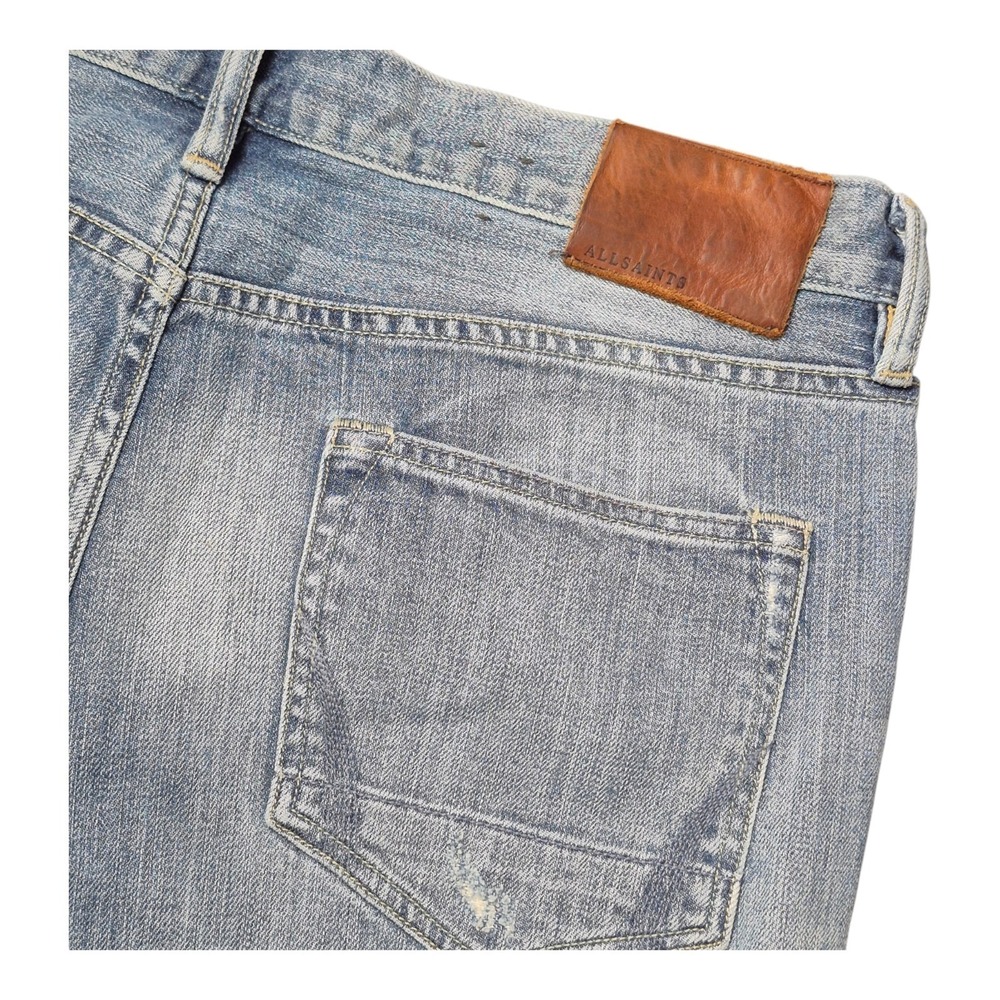 AllSaints Men's W32 Rex Distressed Button Fly Slim Straight Jeans